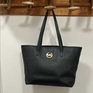Michael Kors Black Tote with Gold Logo